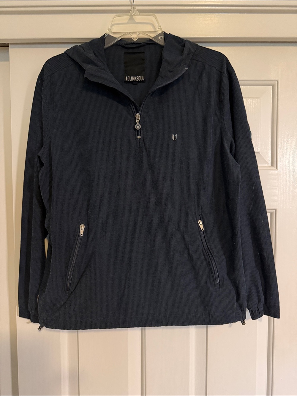 Linksoul Men's Navy 3/4 zip Windbreaker
